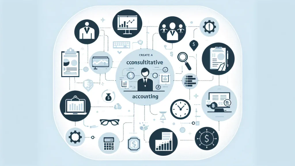 Imagem ilustrativa sobre contabilidade consultiva para empresas, destacando estratégias financeiras e otimização. - ilustração