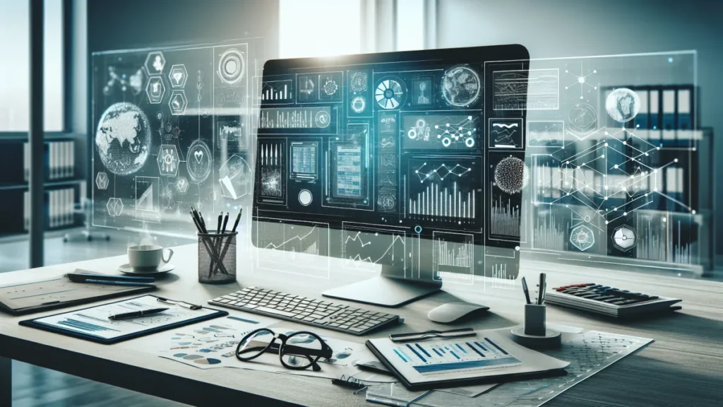 Imagem de um gráfico de contabilidade digital mostrando dados financeiros em tempo real, representando eficiência e segurança na gestão contábil. - exemplo prático