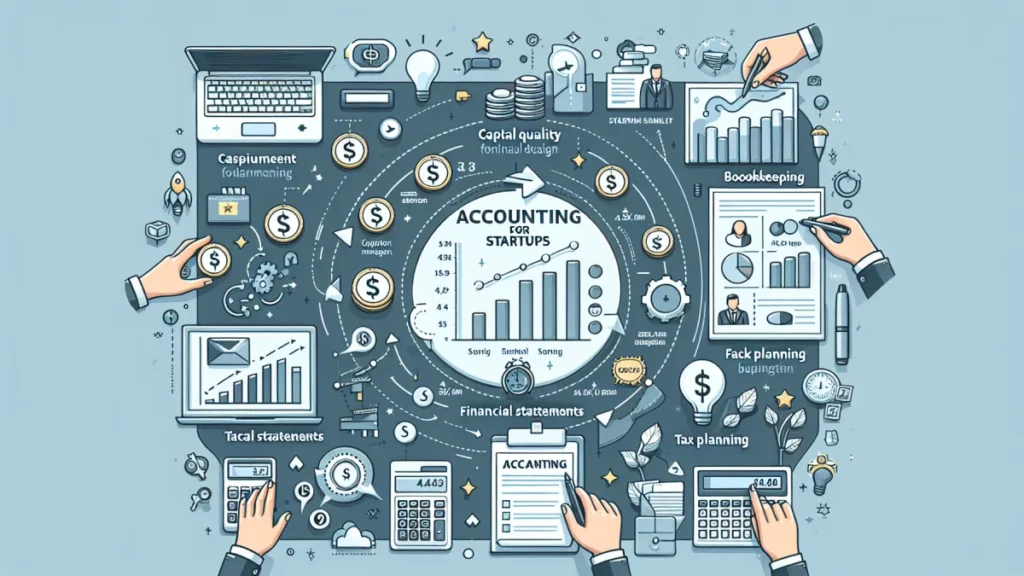 Visão detalhada sobre contabilidade para startups, com foco em estratégias financeiras eficientes para empreendedores. - ilustração