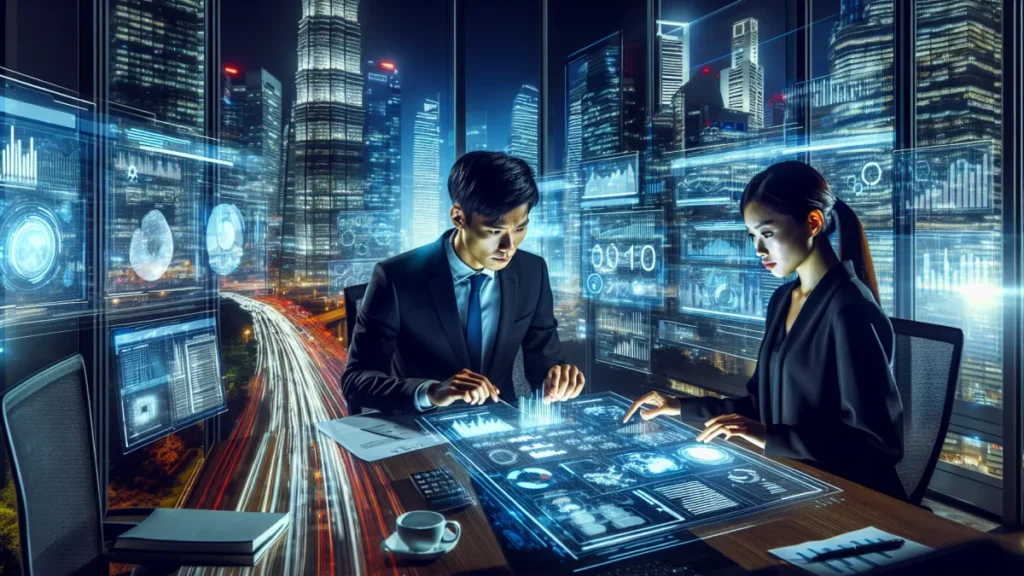 Tecnologia Em Processos Contábeis: Transformando Negócios Em 2026 3 Imagem ilustrativa de tecnologia em processos contábeis com gráficos e computadores - ilustração
